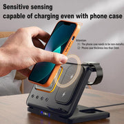 15W Wireless Chargers Stand 5 In1 LED Digital Alarm Clock Fast Charging Dock Station