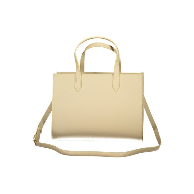 Beige Polyurethane Women Handbag