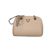Beige Polyurethane Women Handbag