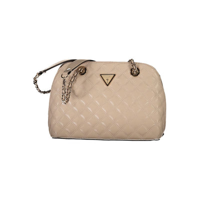Beige Polyurethane Women Handbag