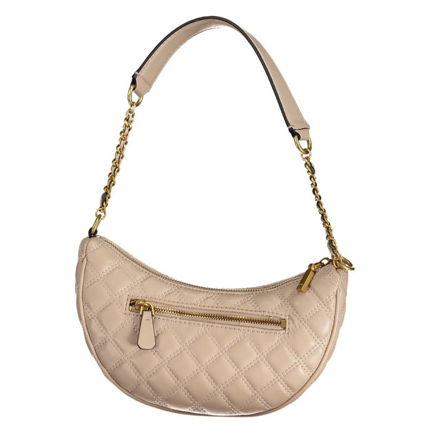 Beige Polyurethane Women Shoulder Bag