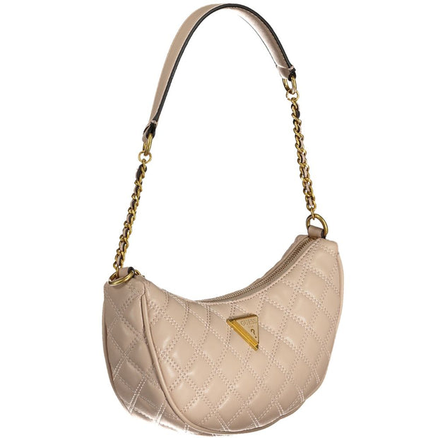 Beige Polyurethane Women Shoulder Bag