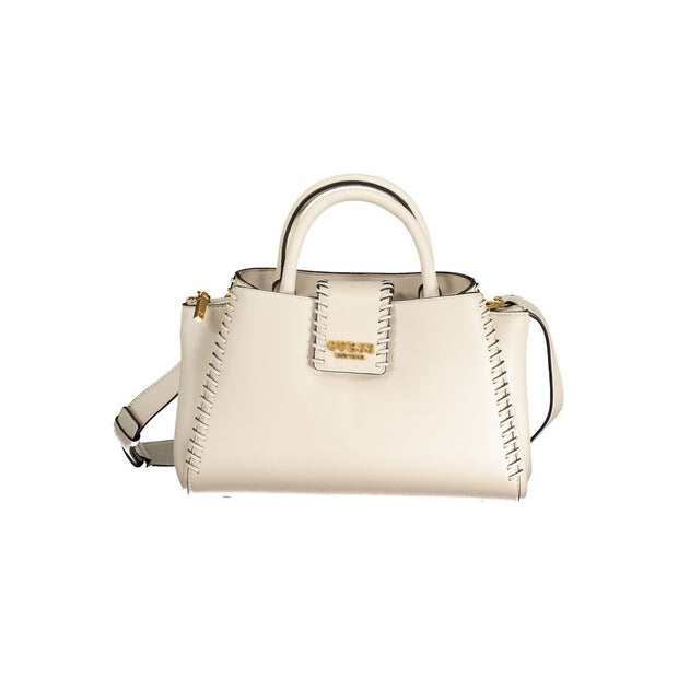 Beige Polyurethane Women's Handbag