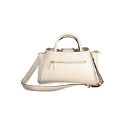 Beige Polyurethane Women's Handbag