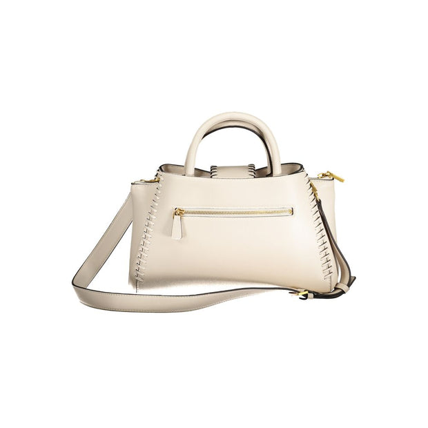 Beige Polyurethane Women's Handbag