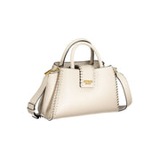 Beige Polyurethane Women's Handbag