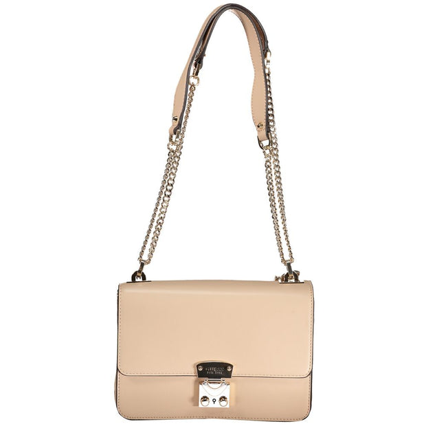 Beige Polyurethane Women Handbag