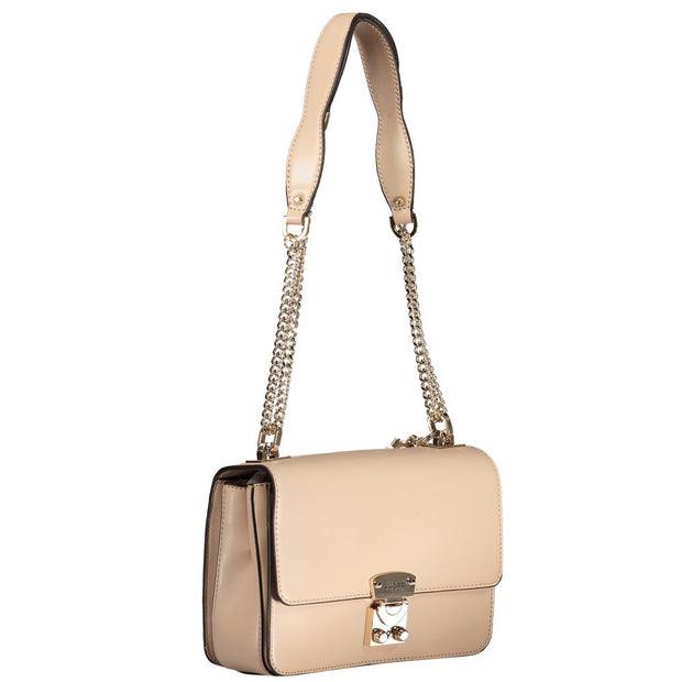 Beige Polyurethane Women Handbag