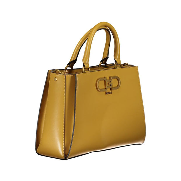 Yellow Polyurethane Women Handbag