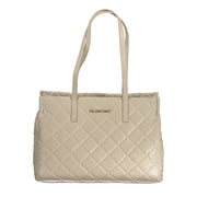 Beige Polyurethane Women Handbag