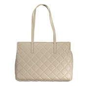 Beige Polyurethane Women Handbag