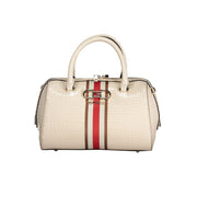 Beige Polyurethane Women Handbag