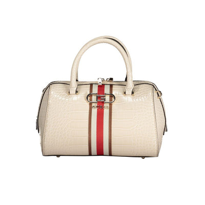 Beige Polyurethane Women Handbag