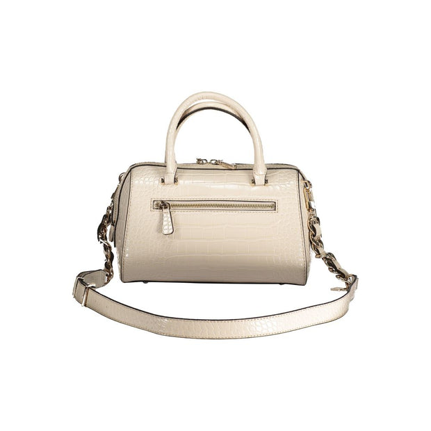 Beige Polyurethane Women Handbag