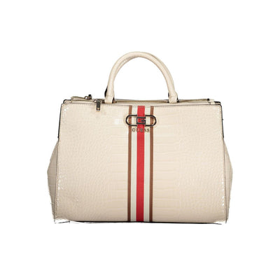 Beige Polyurethane Women Handbag