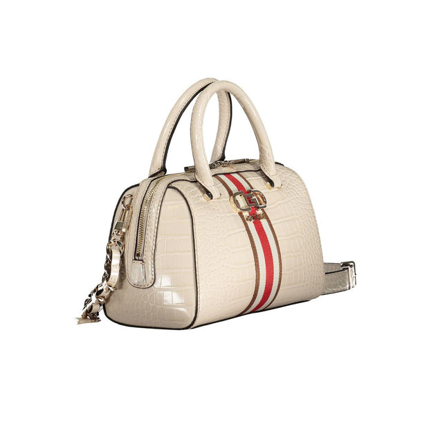 Beige Polyurethane Women Handbag