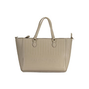 Beige Polyurethane Women Handbag