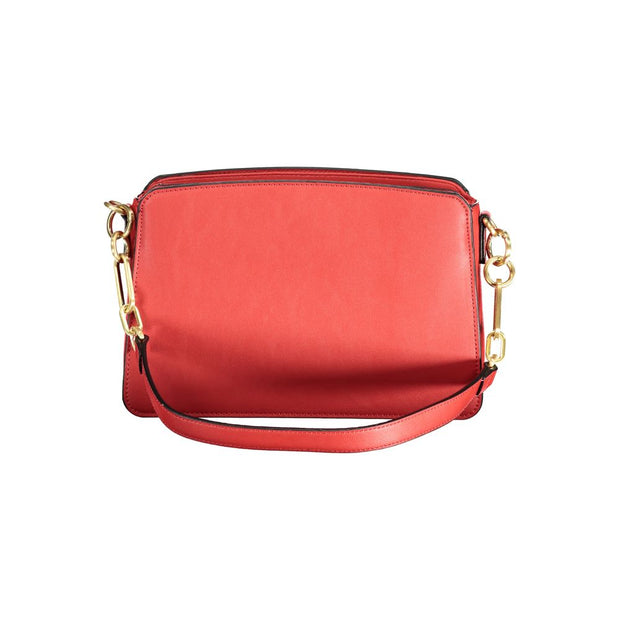 Red Polyurethane Women's Handbag