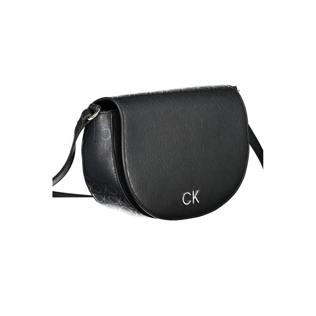 Black Polyurethane Women's Shoulder Bag
