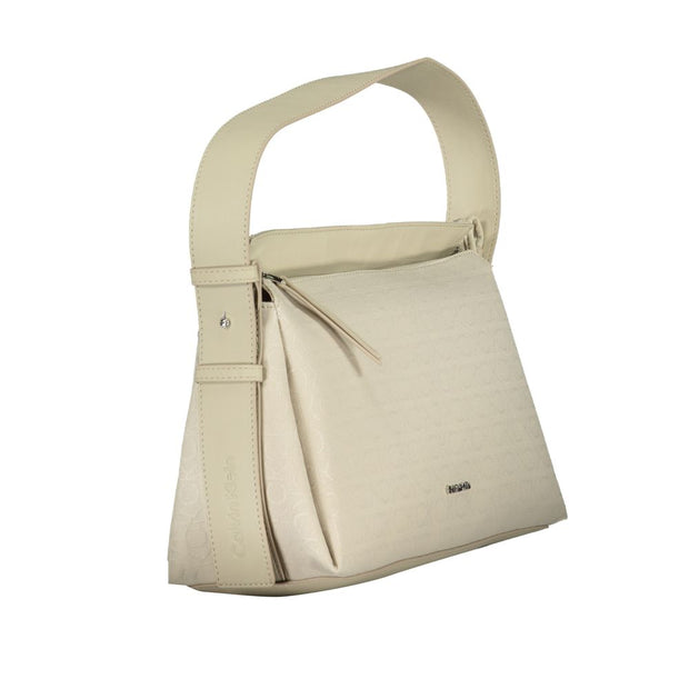 Beige Polyester Women Handbag