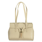 Beige Polyurethane Women Handbag
