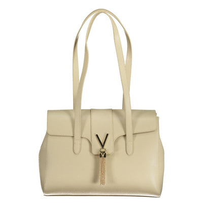 Beige Polyurethane Women Handbag