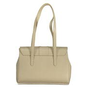 Beige Polyurethane Women Handbag