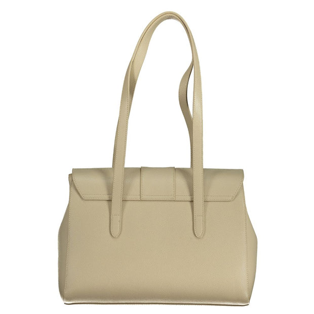 Beige Polyurethane Women Handbag