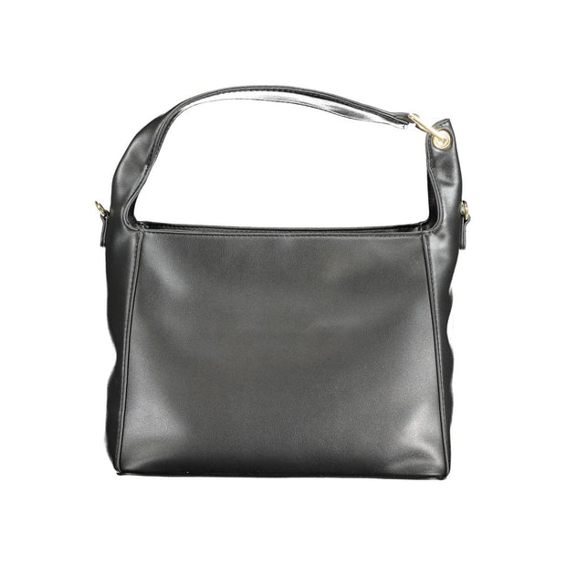 Black Polyurethane Women Handbag