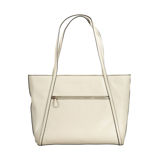 Beige Polyurethane Women's Handbag