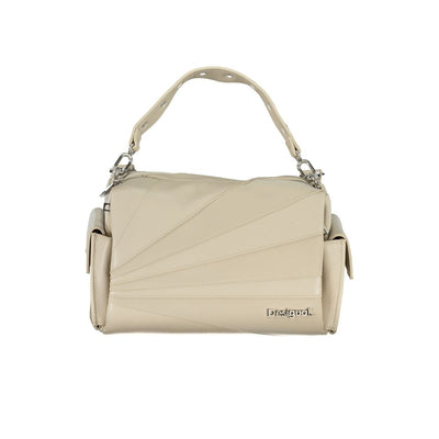 Beige Polyurethane Women Handbag
