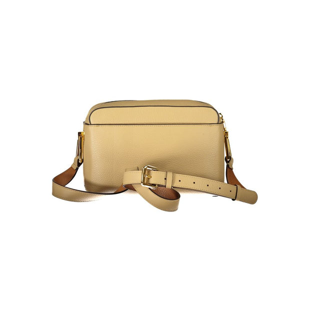 Beige Leather Women Shoulder Bag