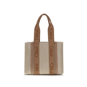 Beige Linen Shoulder Bag
