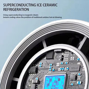 Violent Ice Cooling Fan Handheld Portable Fan Rechargeable Speed Ice Cooling Handheld Small Fan High Speed Folding Neck Type Fan Random Color