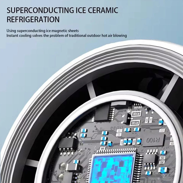 Violent Ice Cooling Fan Handheld Portable Fan Rechargeable Speed Ice Cooling Handheld Small Fan High Speed Folding Neck Type Fan Random Color