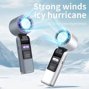 Violent Ice Cooling Fan Handheld Portable Fan Rechargeable Speed Ice Cooling Handheld Small Fan High Speed Folding Neck Type Fan Random Color